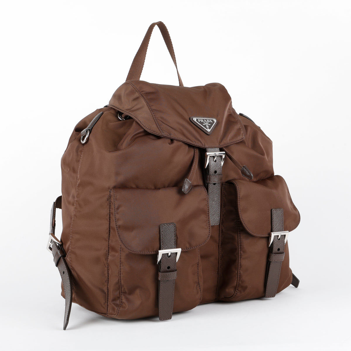 Medium Re-Nylon Backpack, Sienna Brown