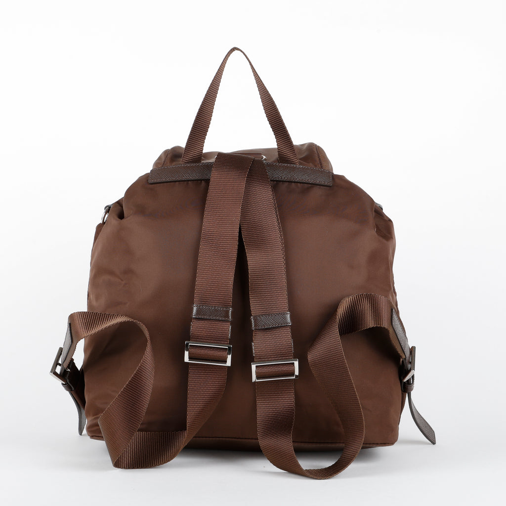 Medium Re-Nylon Backpack, Sienna Brown