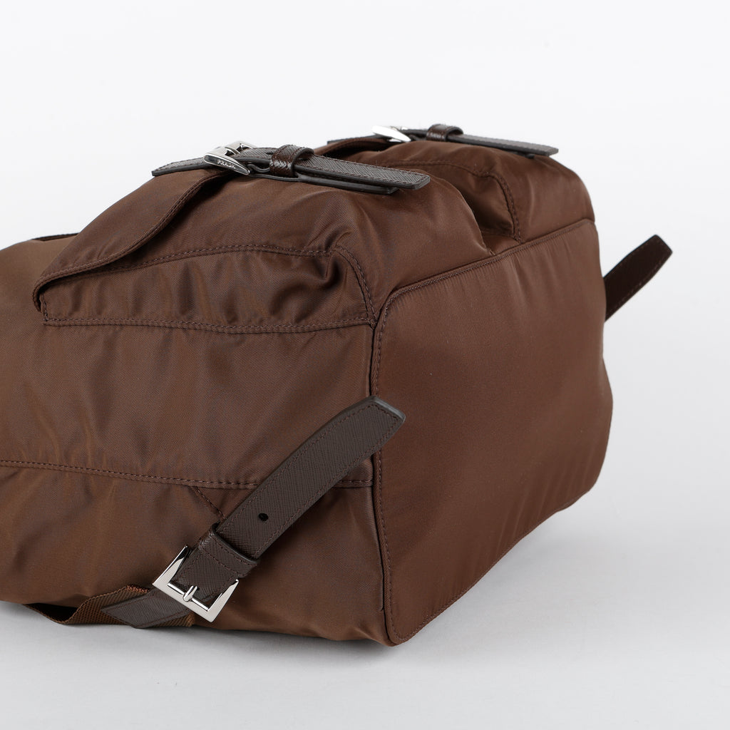 Medium Re-Nylon Backpack, Sienna Brown