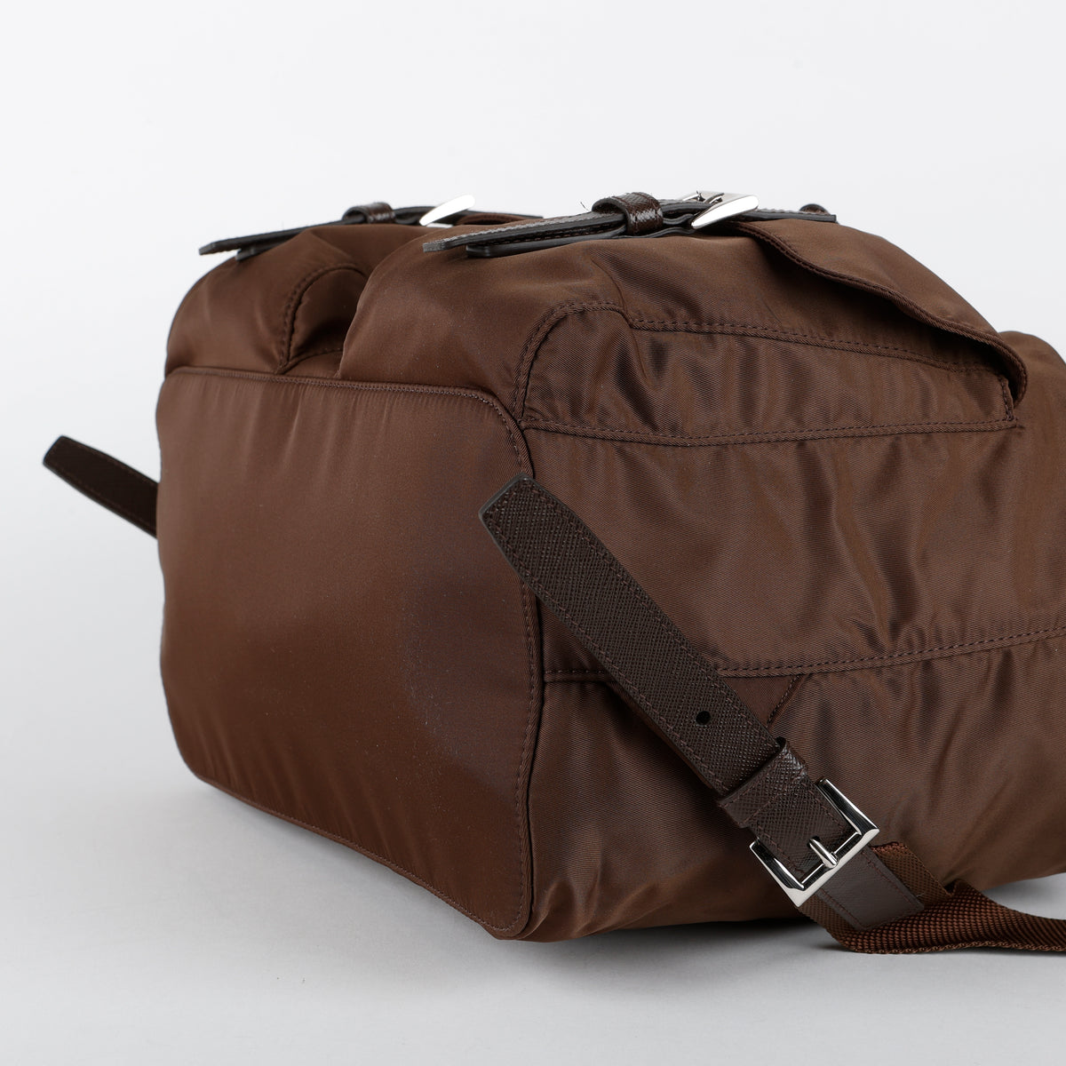 Medium Re-Nylon Backpack, Sienna Brown