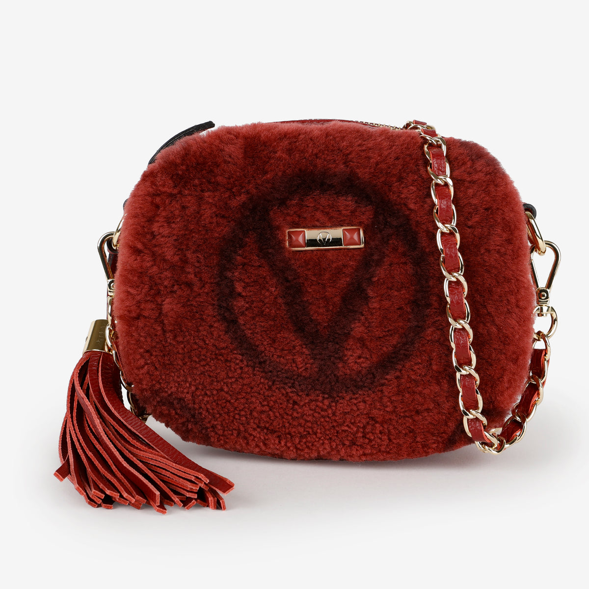 Nina Shearling Crossbody, Maroon
