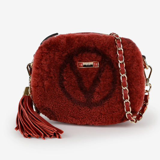Nina Shearling Crossbody, Maroon