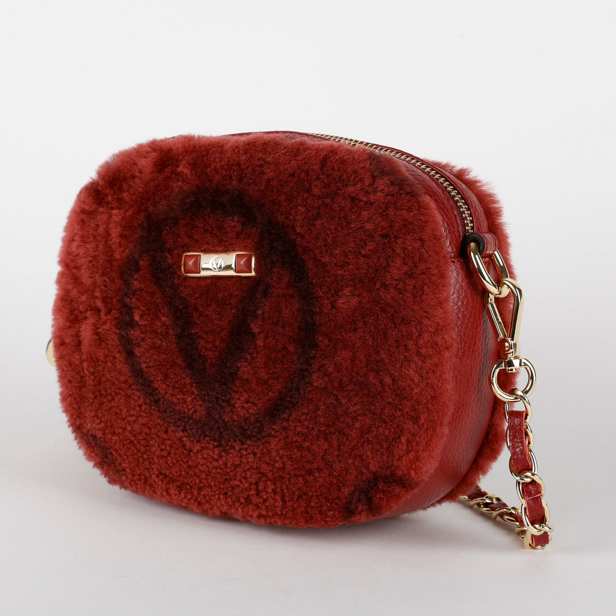 Nina Shearling Crossbody, Maroon