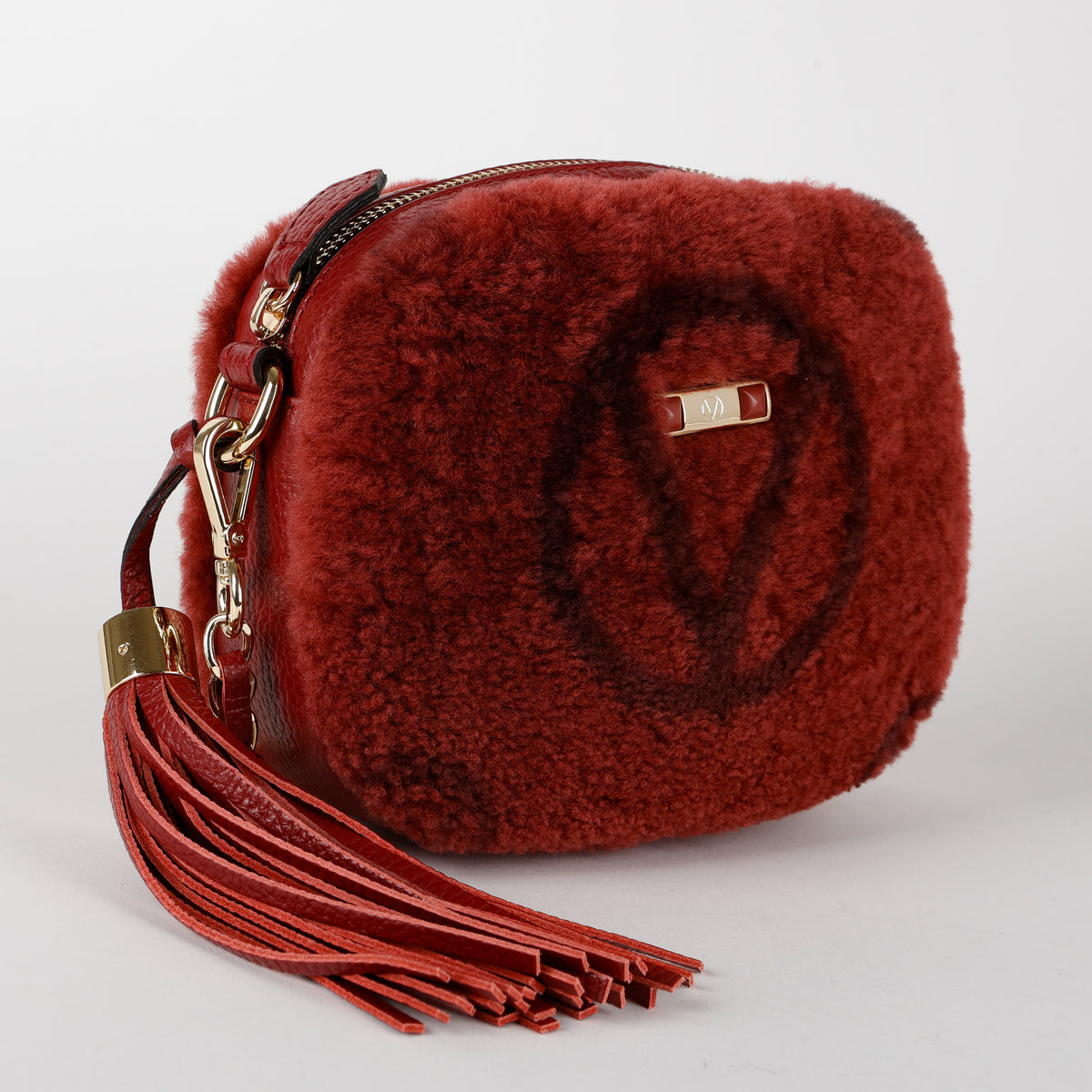 Nina Shearling Crossbody, Maroon