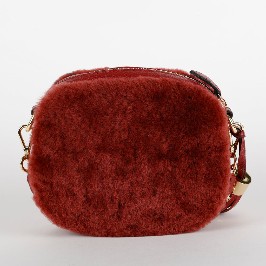 Nina Shearling Crossbody, Maroon