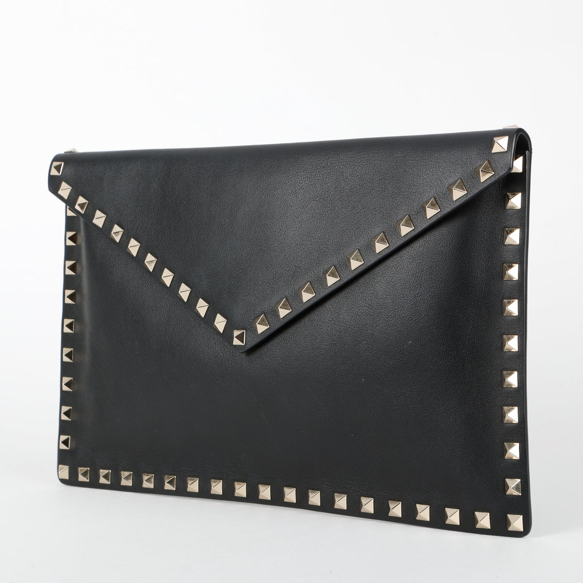 Rockstud Envelope Clutch, Black