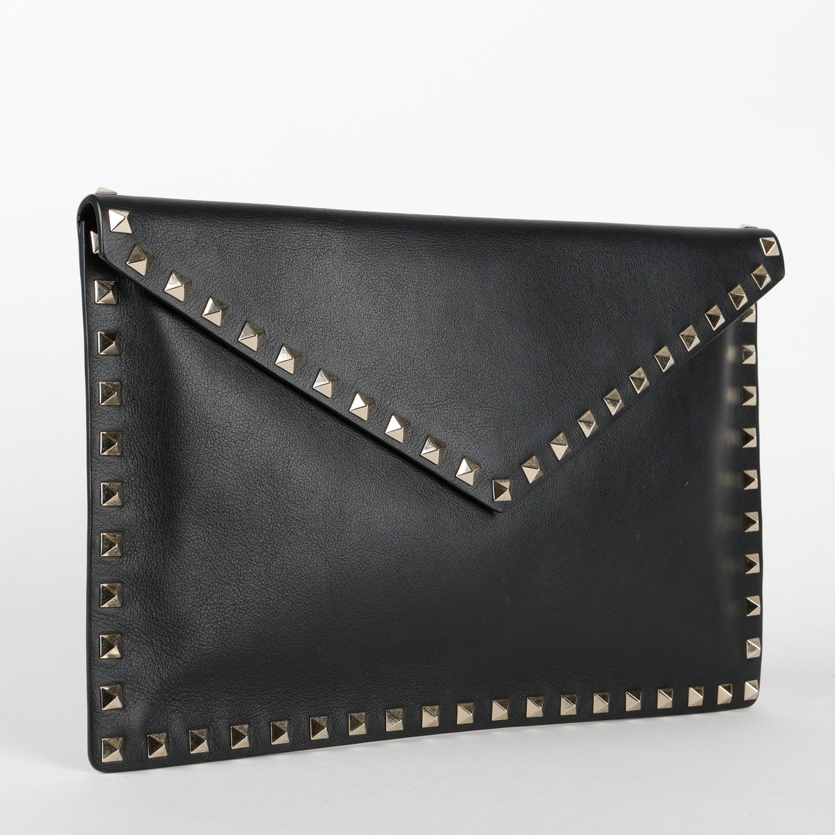 Rockstud Envelope Clutch, Black
