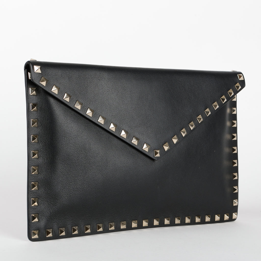 Rockstud Envelope Clutch, Black