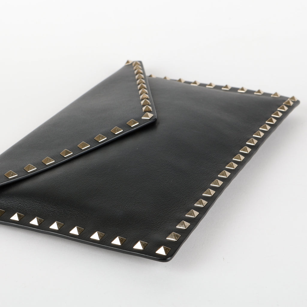 Rockstud Envelope Clutch, Black