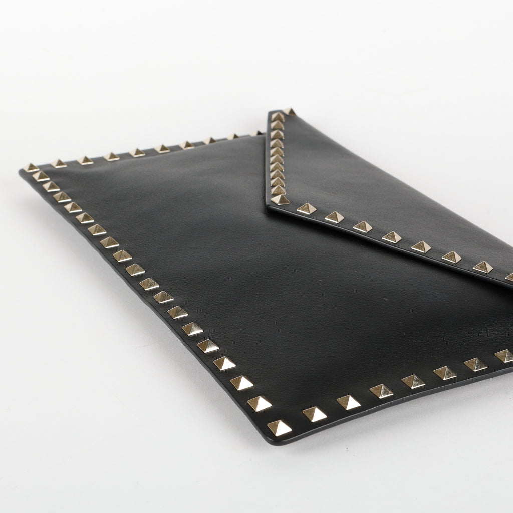 Rockstud Envelope Clutch, Black