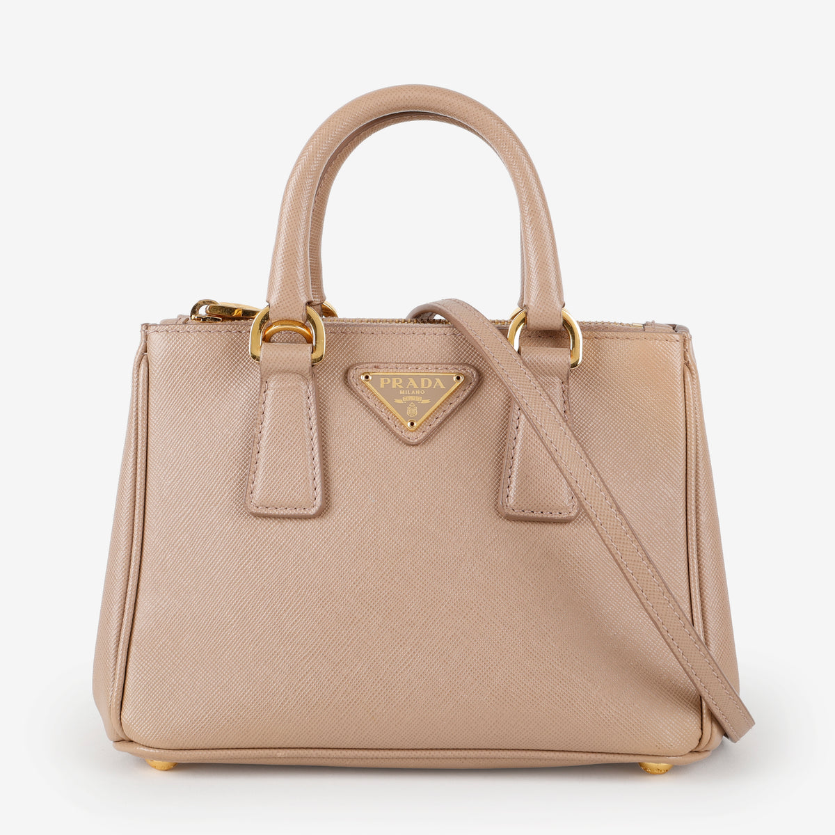 Mini Galleria Tote, Beige Saffiano