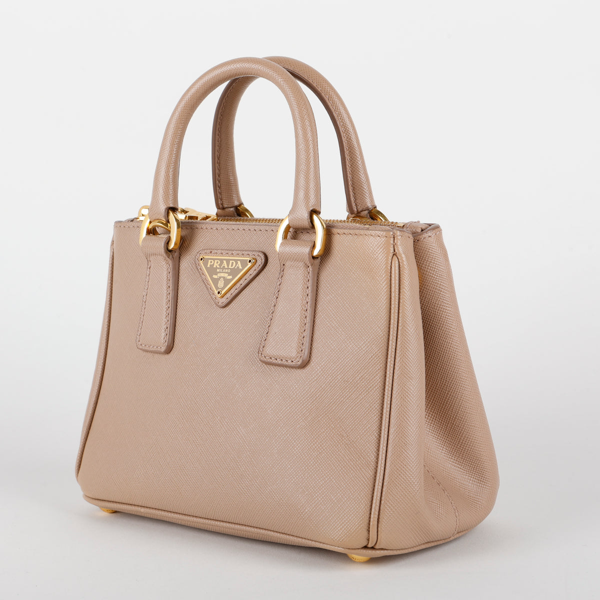 Mini Galleria Tote, Beige Saffiano