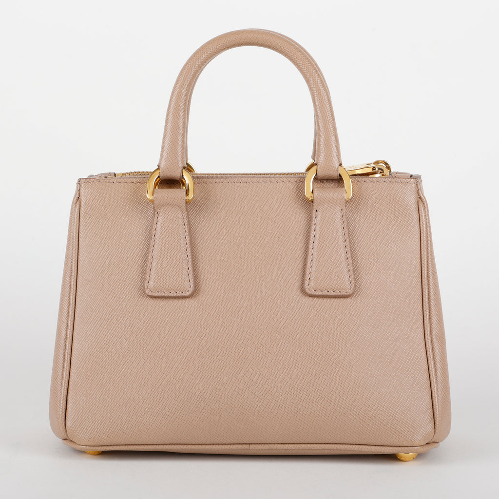 Mini Galleria Tote, Beige Saffiano