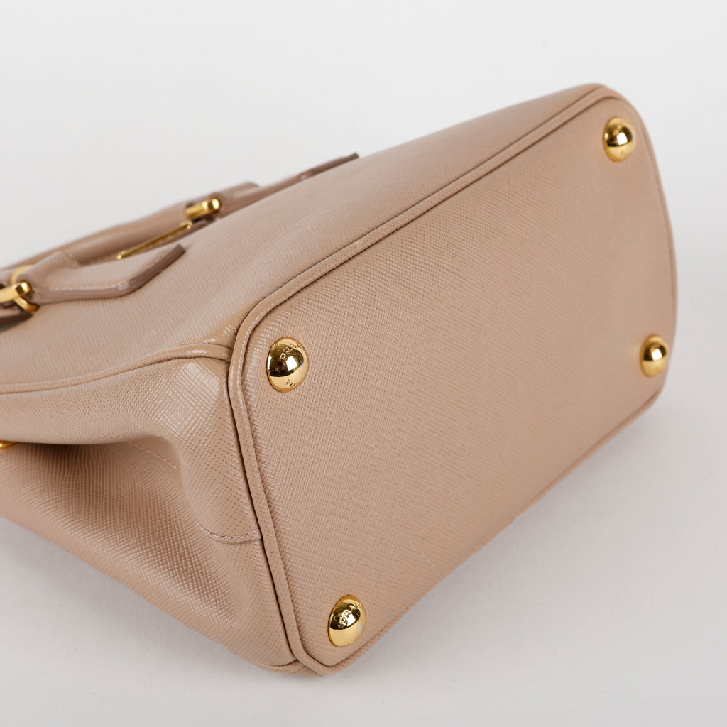 Mini Galleria Tote, Beige Saffiano