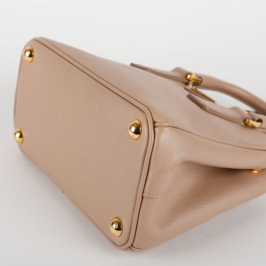 Mini Galleria Tote, Beige Saffiano