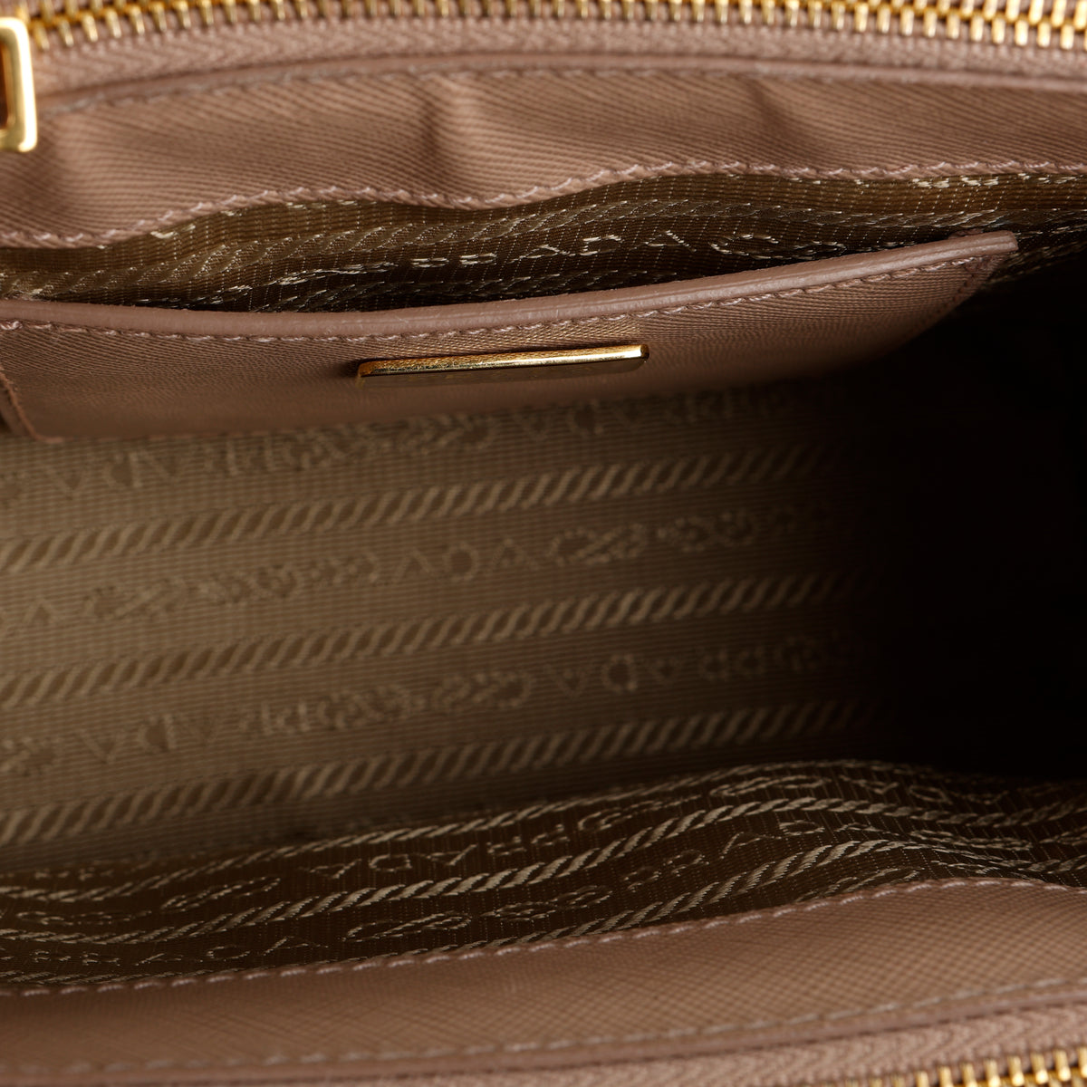 Mini Galleria Tote, Beige Saffiano