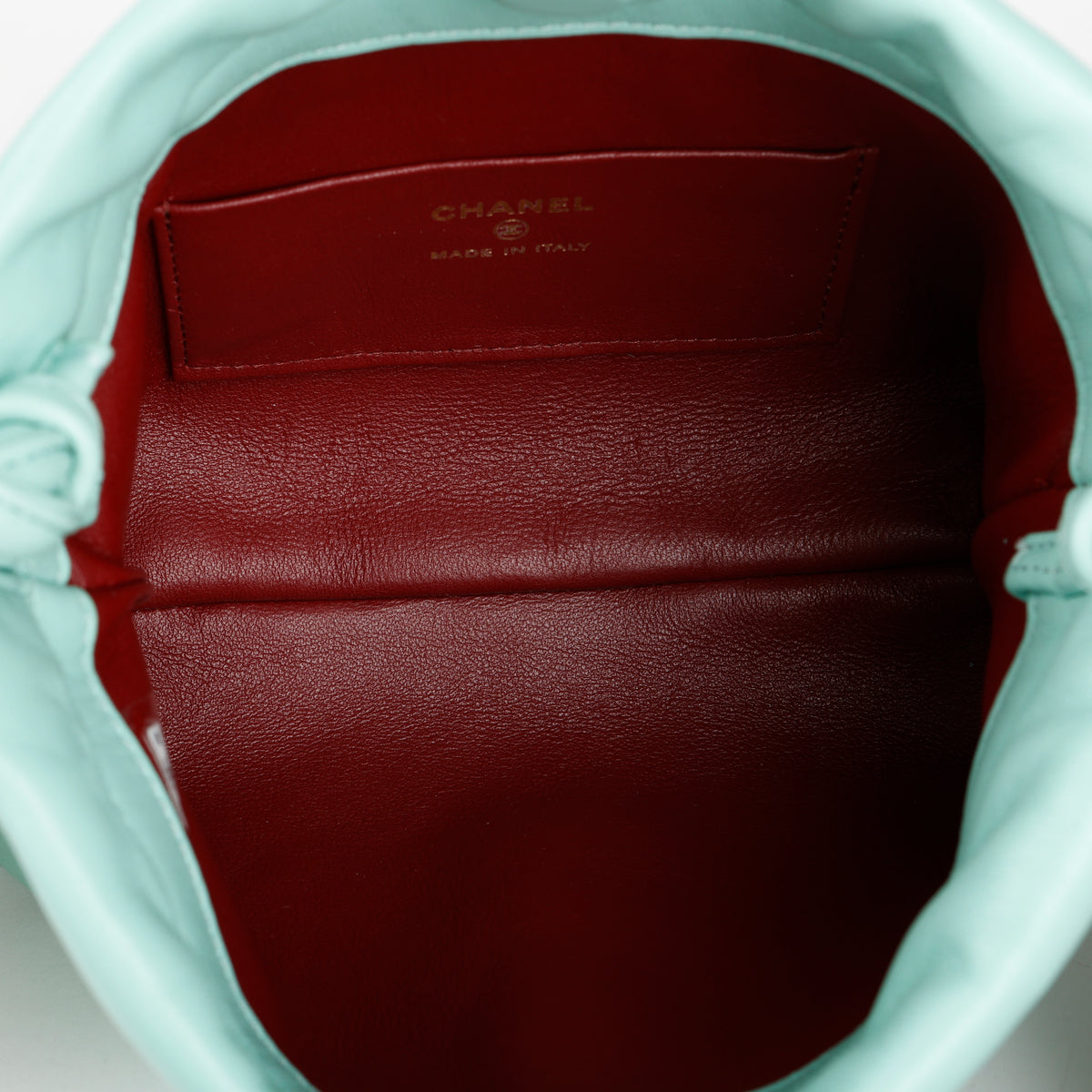 Small Drawstring Pouch, Turquoise Lambskin