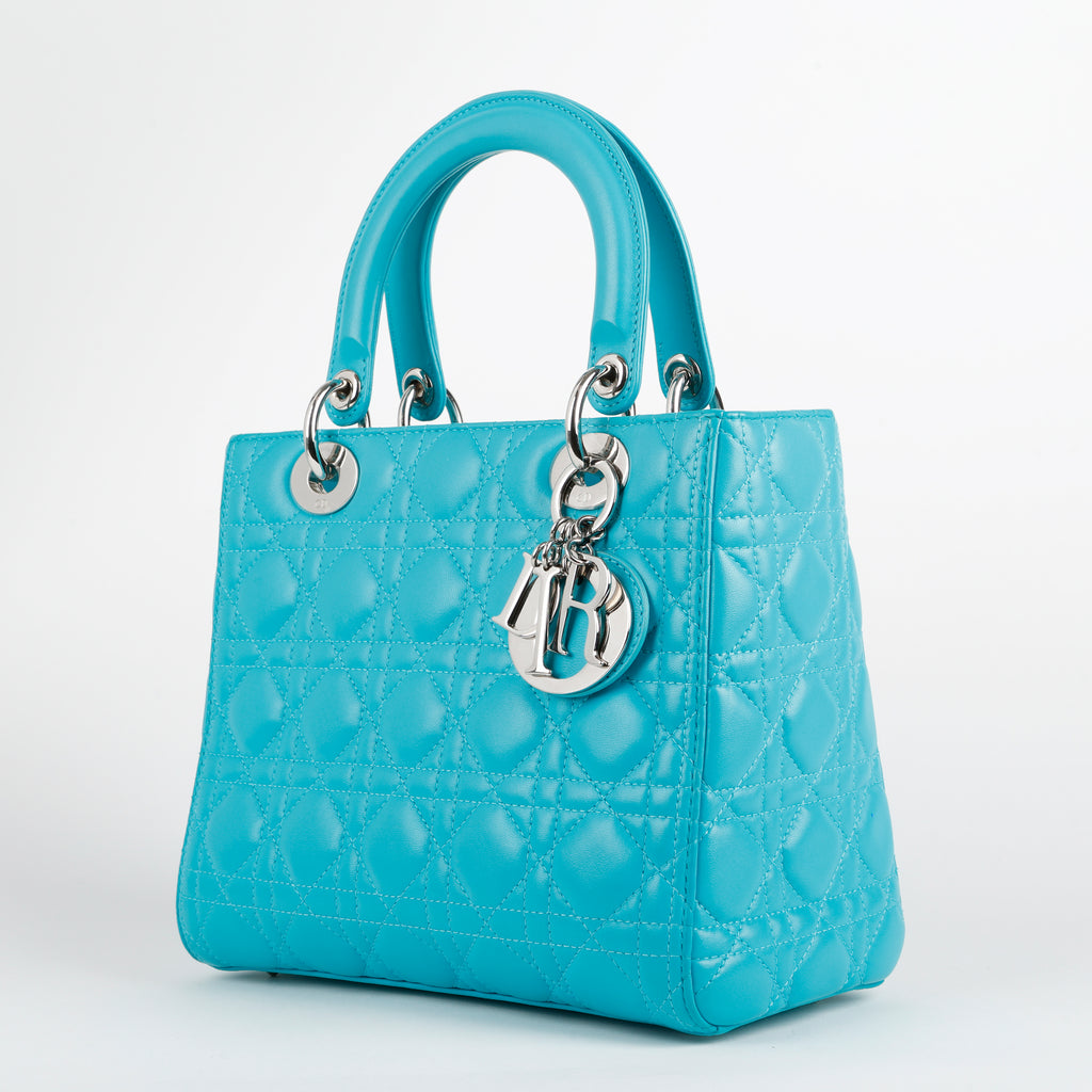 Medium Lady Dior, Turquoise Lambskin