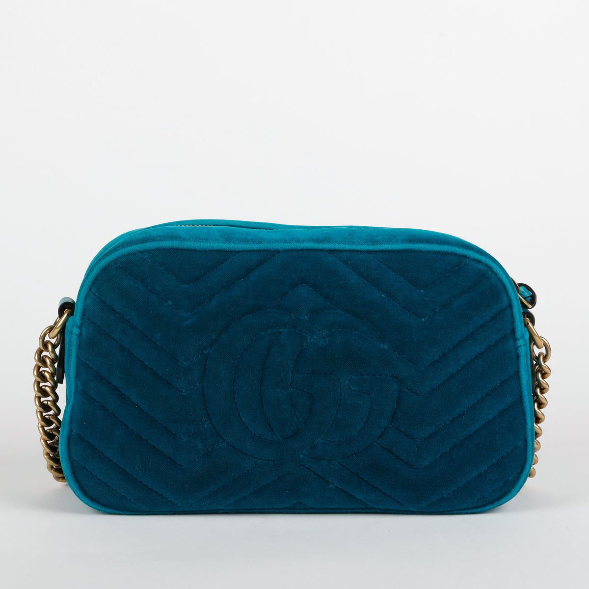 Small GG Marmont Camera Bag, Teal Velvet