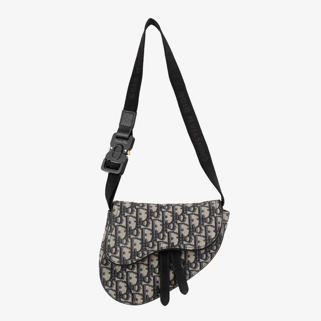 Oblique Saddle Waist Bag, Navy Canvas