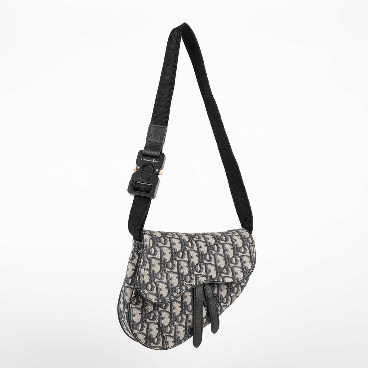 Oblique Saddle Waist Bag, Navy Canvas
