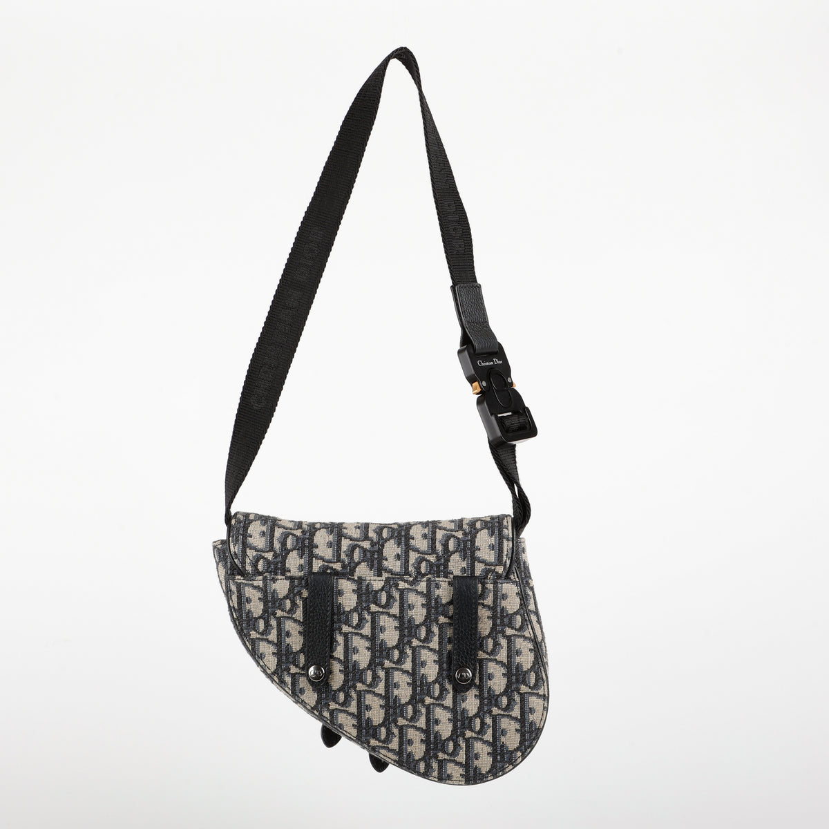 Oblique Saddle Waist Bag, Navy Canvas