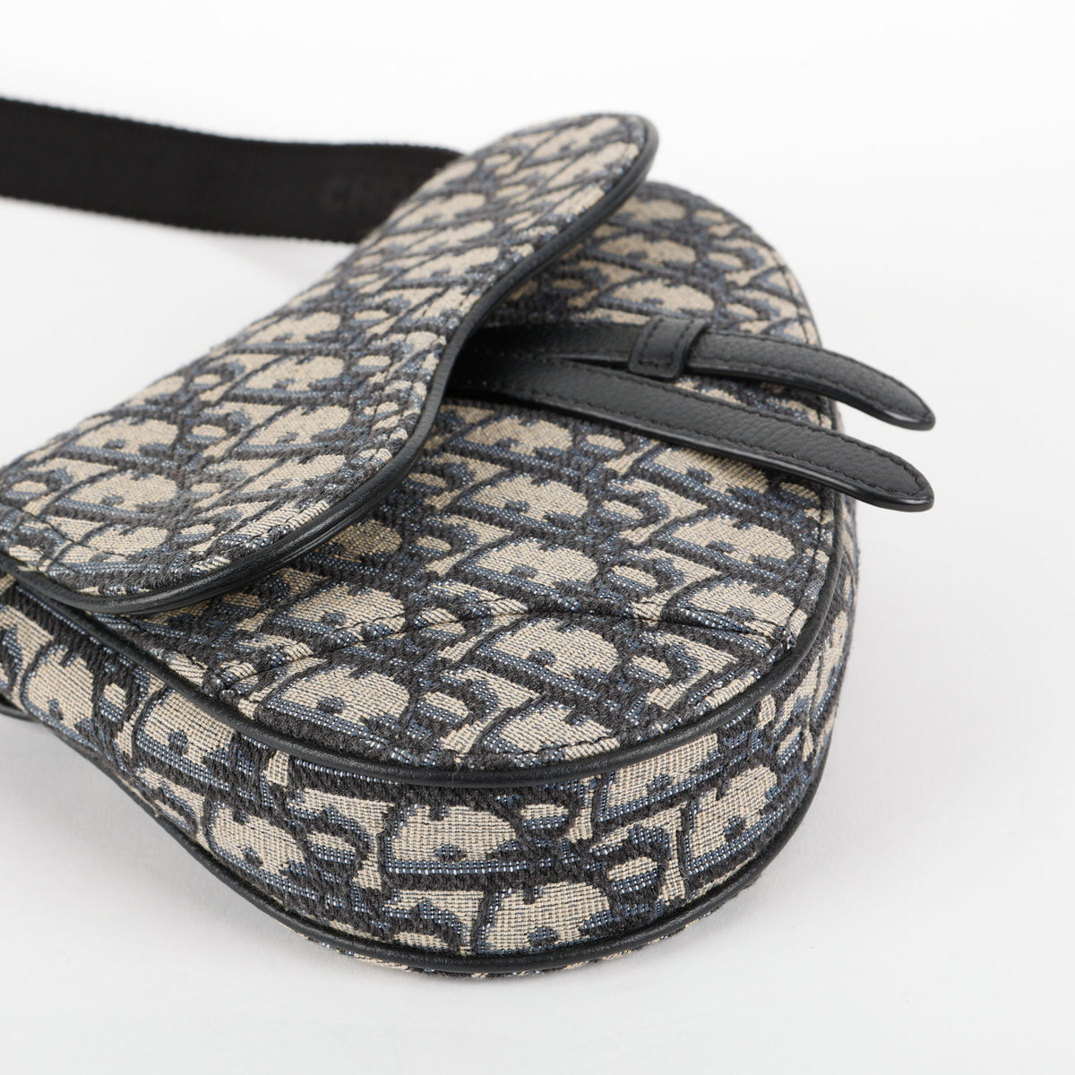 Oblique Saddle Waist Bag, Navy Canvas