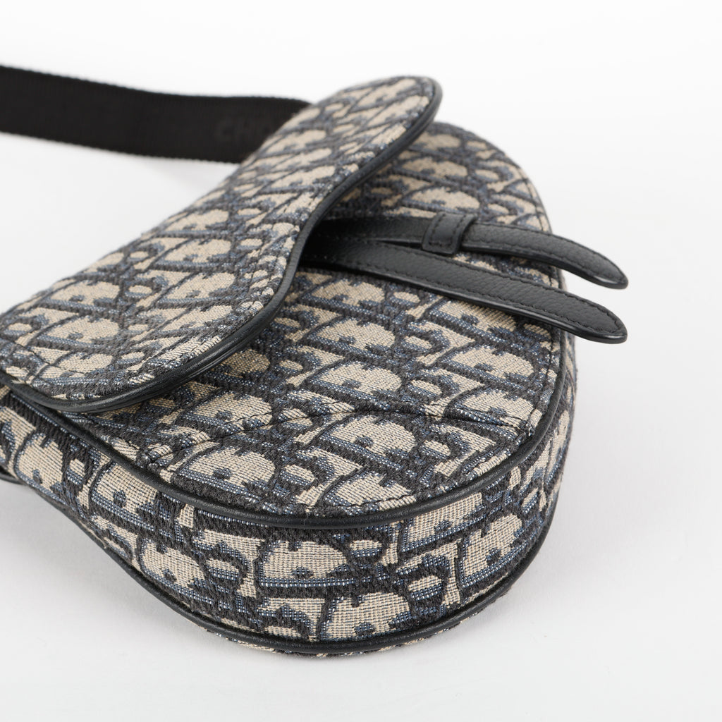 Oblique Saddle Waist Bag, Navy Canvas