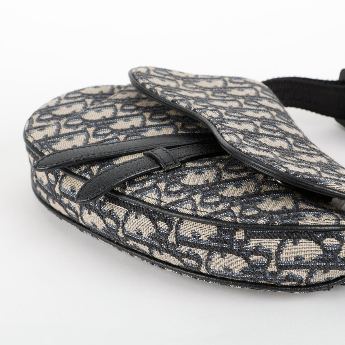 Oblique Saddle Waist Bag, Navy Canvas