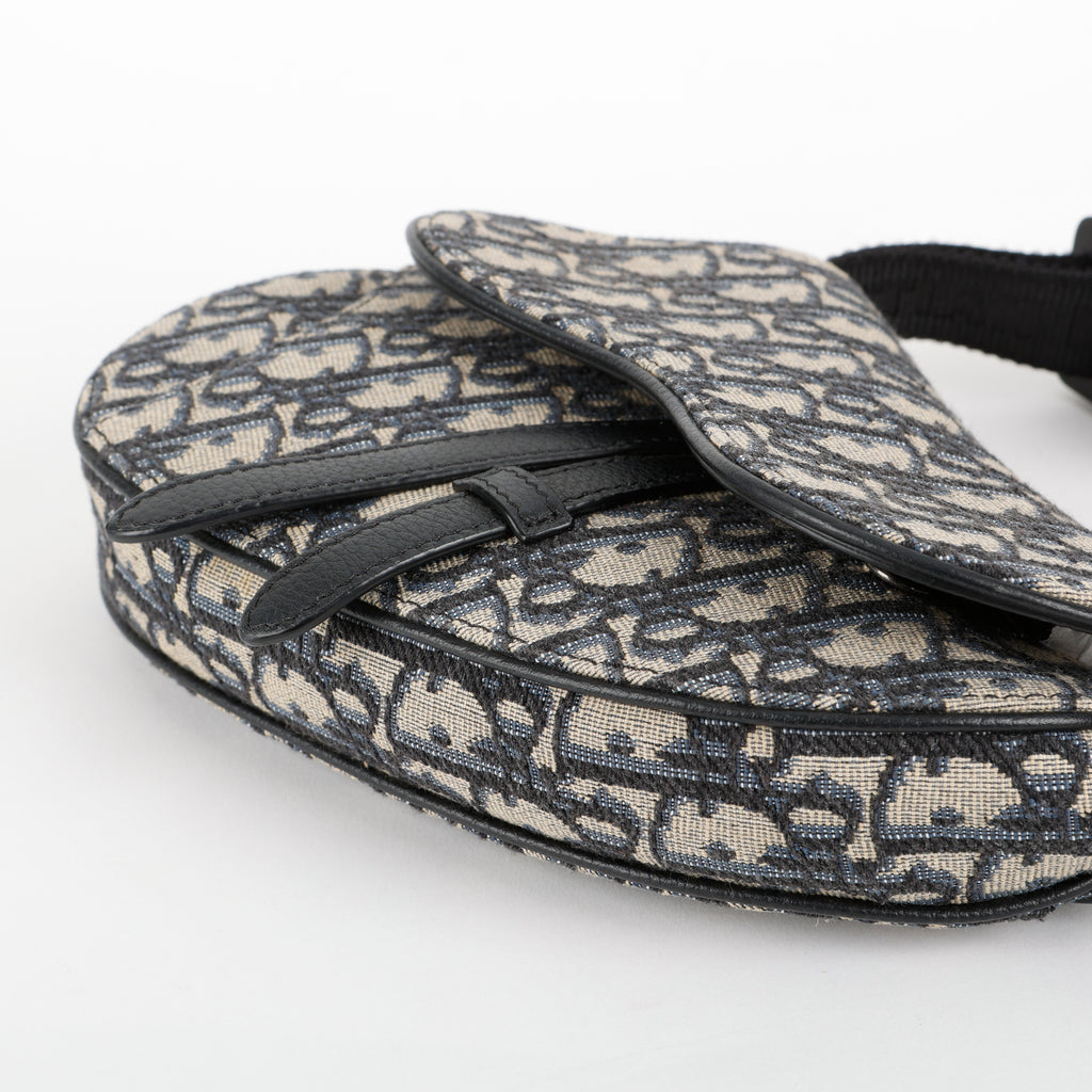 Oblique Saddle Waist Bag, Navy Canvas