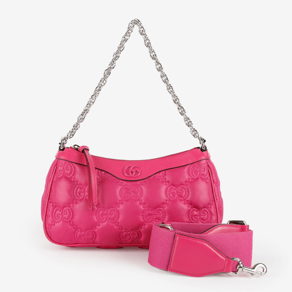 GG Matelasse Chain Shoulder Bag, Pink Nylon