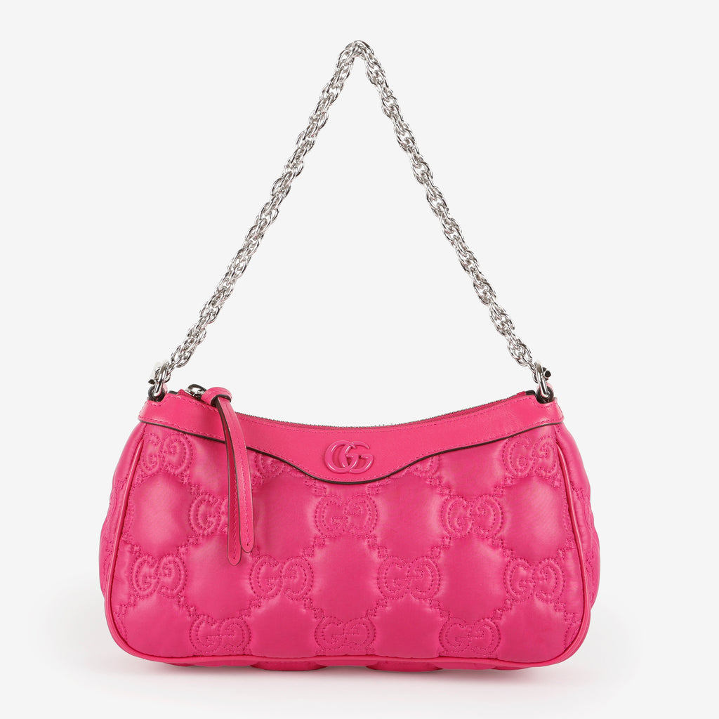 GG Matelasse Chain Shoulder Bag, Pink Nylon