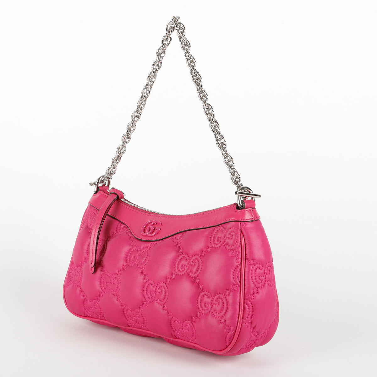 GG Matelasse Chain Shoulder Bag, Pink Nylon