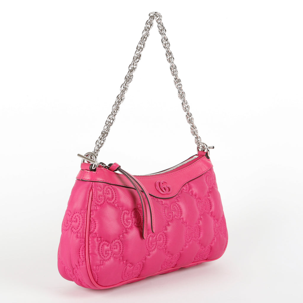 GG Matelasse Chain Shoulder Bag, Pink Nylon