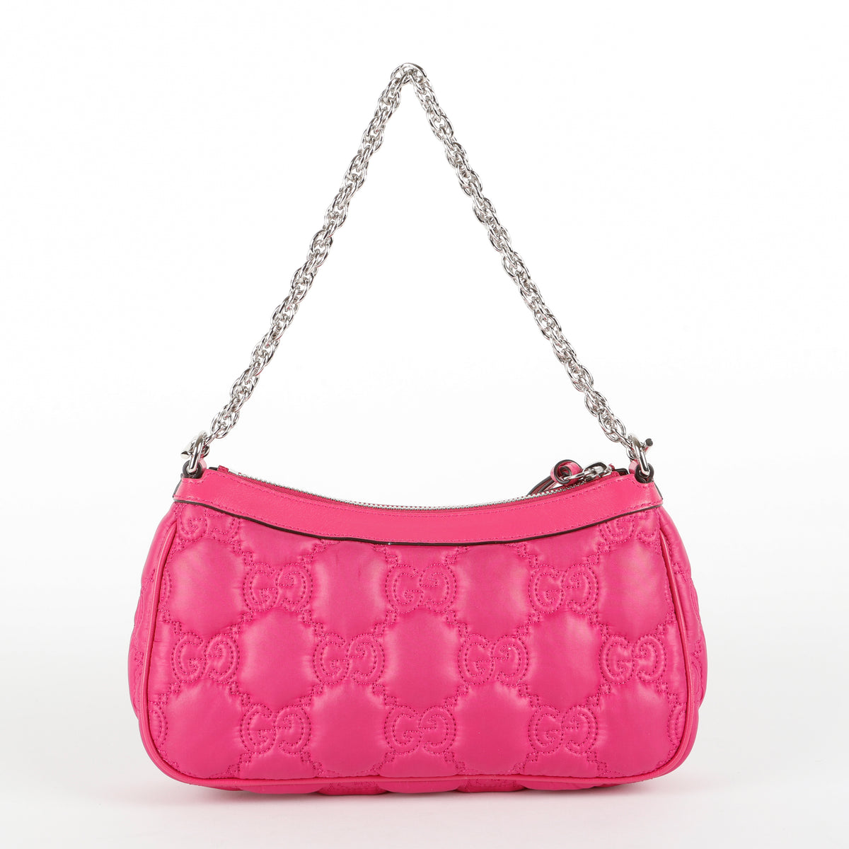 GG Matelasse Chain Shoulder Bag, Pink Nylon