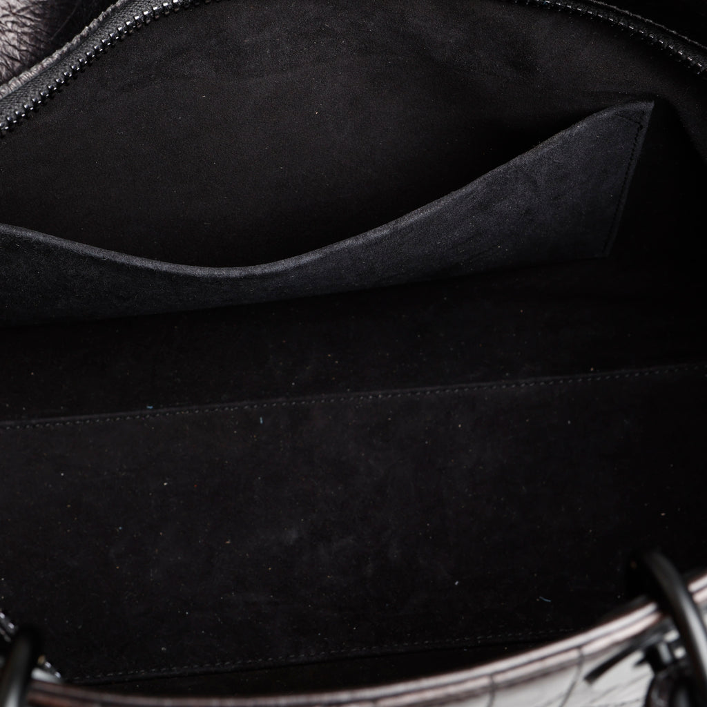 Large Ultra Matte Lady D-Sire, Black Macrocannage Crinkled Calfskin