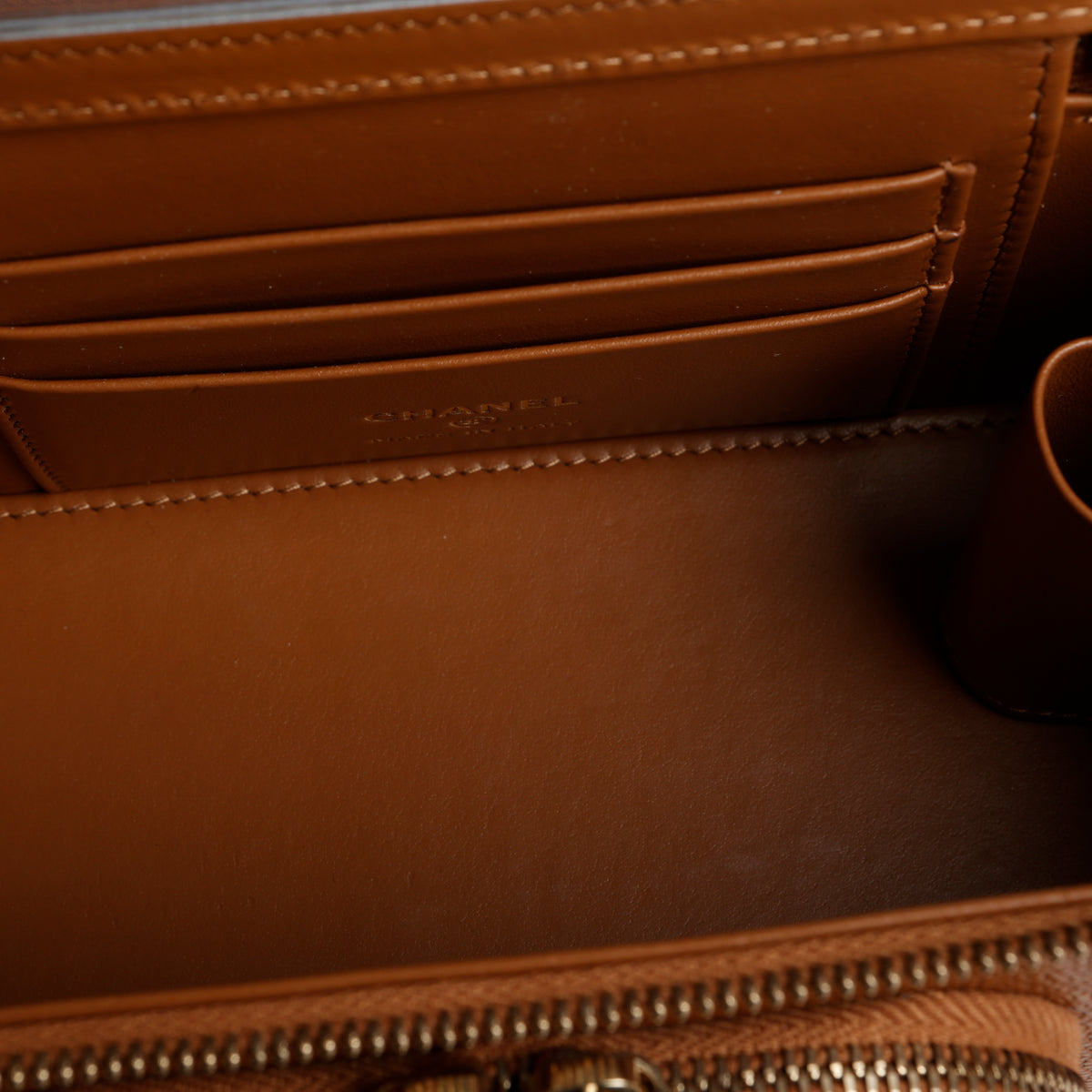 Top Handle Pocket Vanity Case, Caramel Caviar