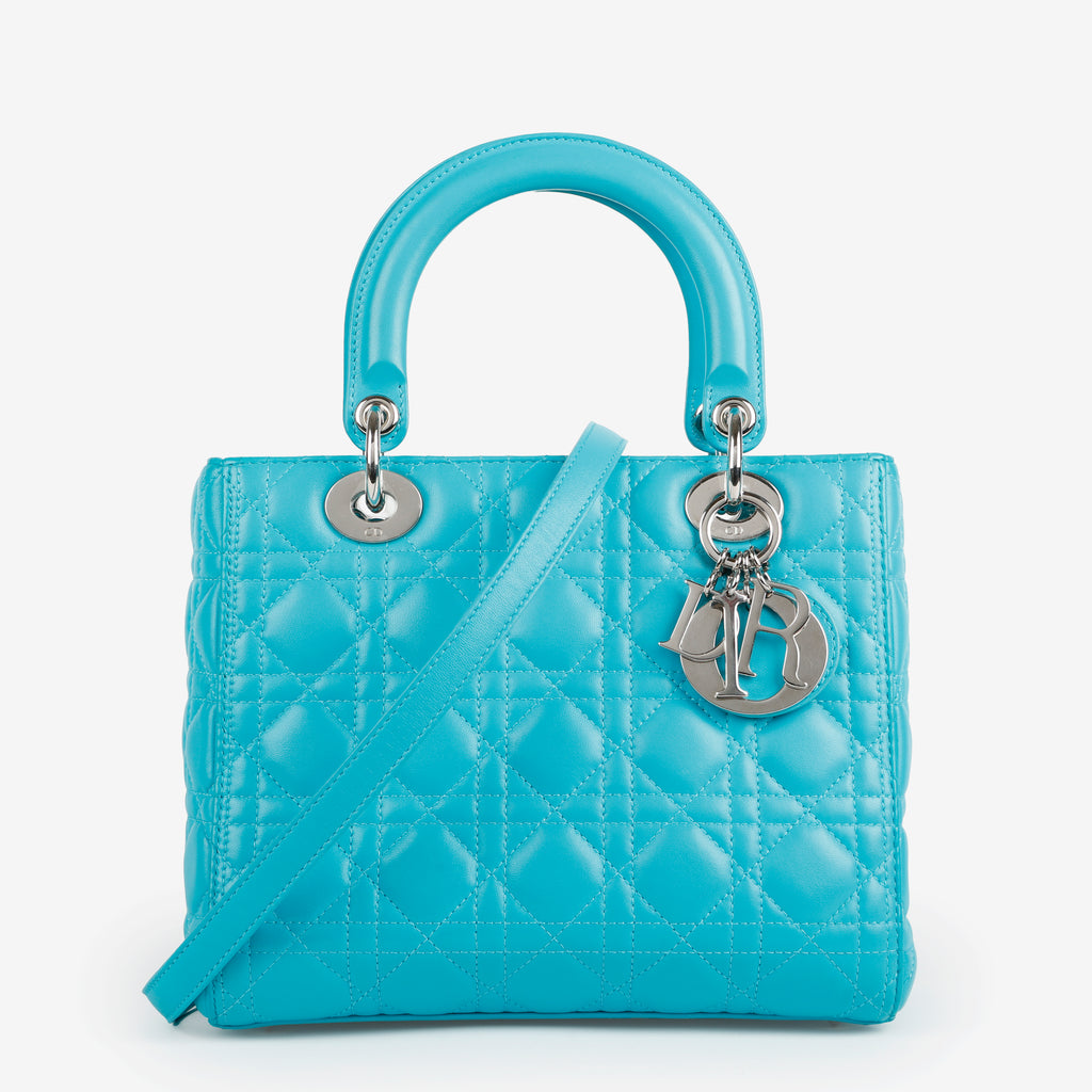 Medium Lady Dior, Turquoise Lambskin