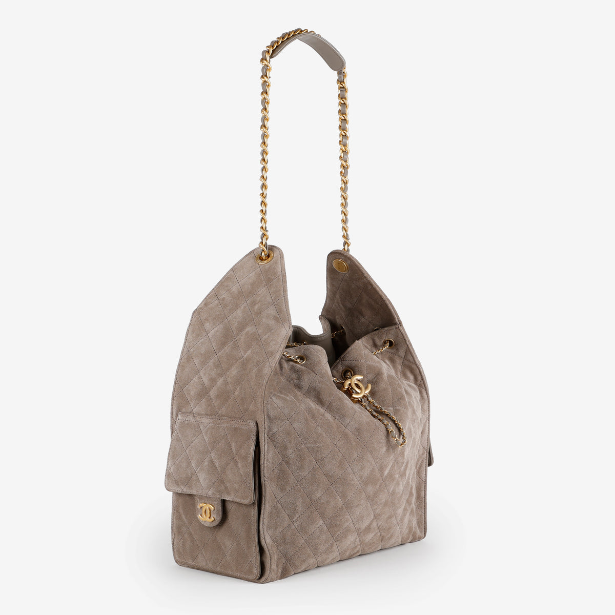 Medium 25 Hobo, Grey Suede