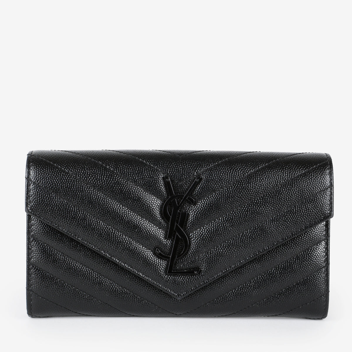Long Envelope Wallet, So Black Grain de Poudre