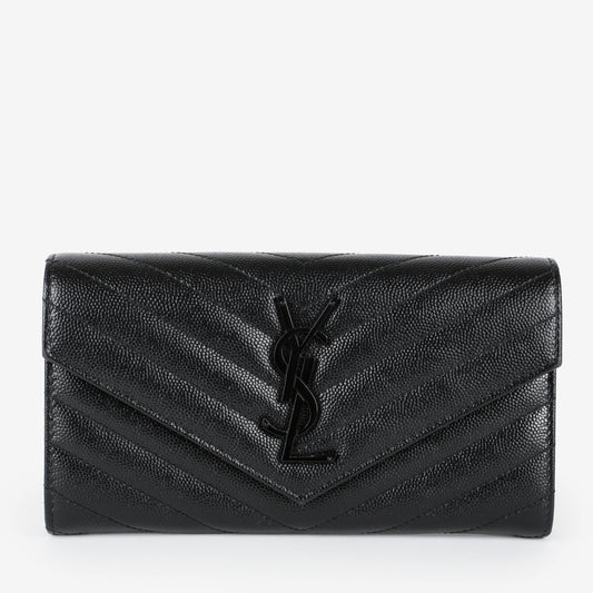 Long Envelope Wallet, So Black Grain de Poudre