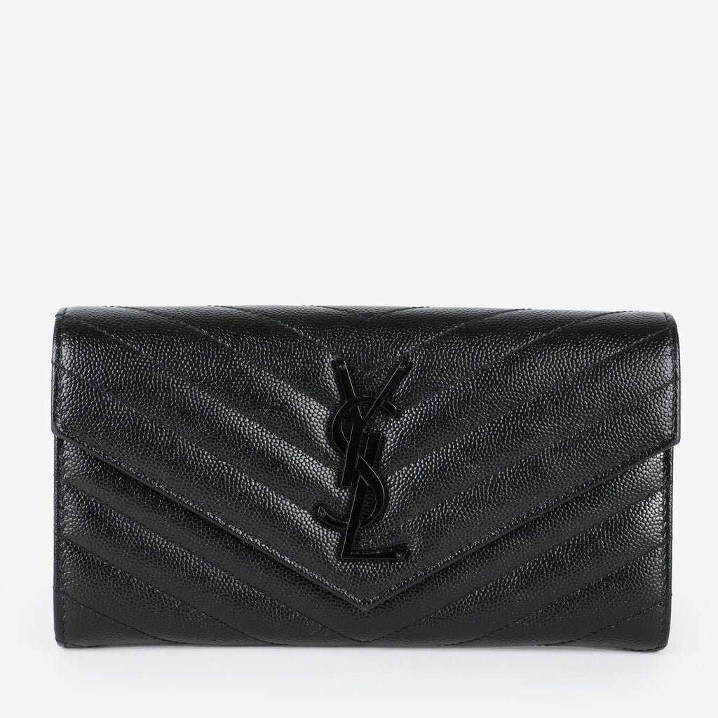 Long Envelope Wallet, So Black Grain de Poudre
