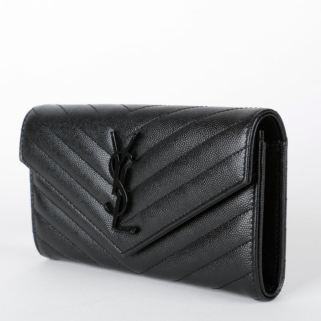 Long Envelope Wallet, So Black Grain de Poudre