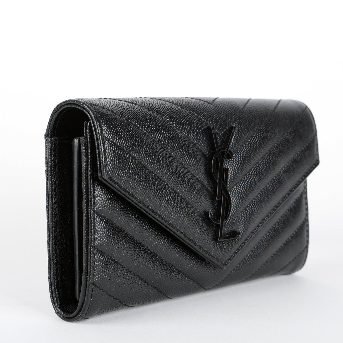 Long Envelope Wallet, So Black Grain de Poudre