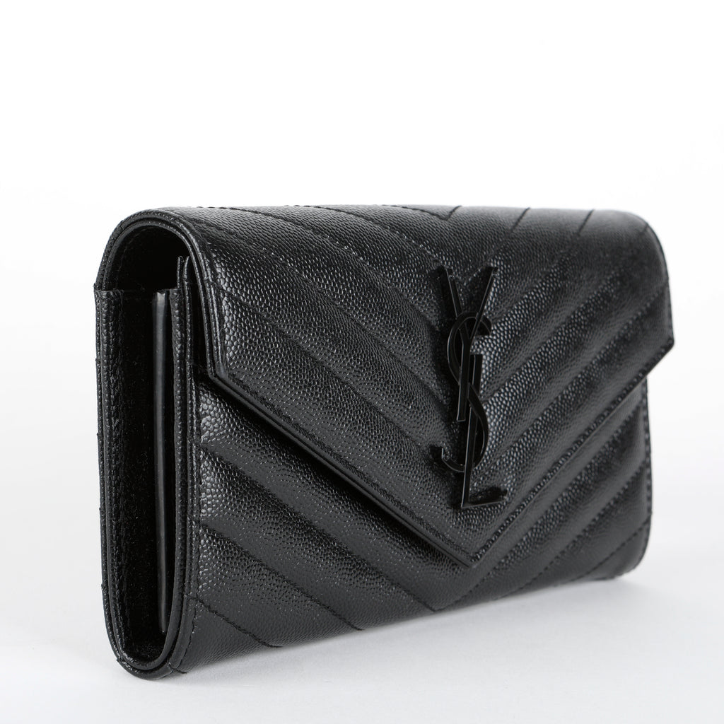 Long Envelope Wallet, So Black Grain de Poudre