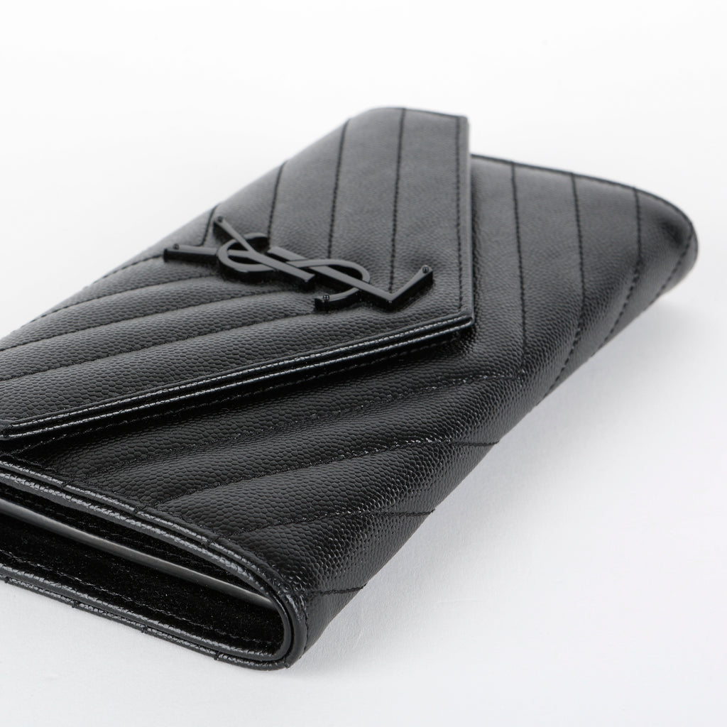 Long Envelope Wallet, So Black Grain de Poudre