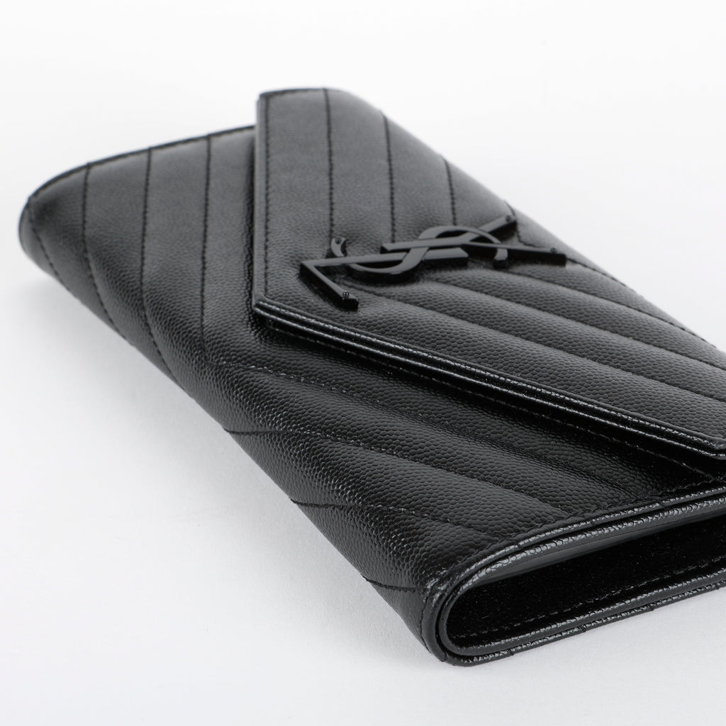 Long Envelope Wallet, So Black Grain de Poudre