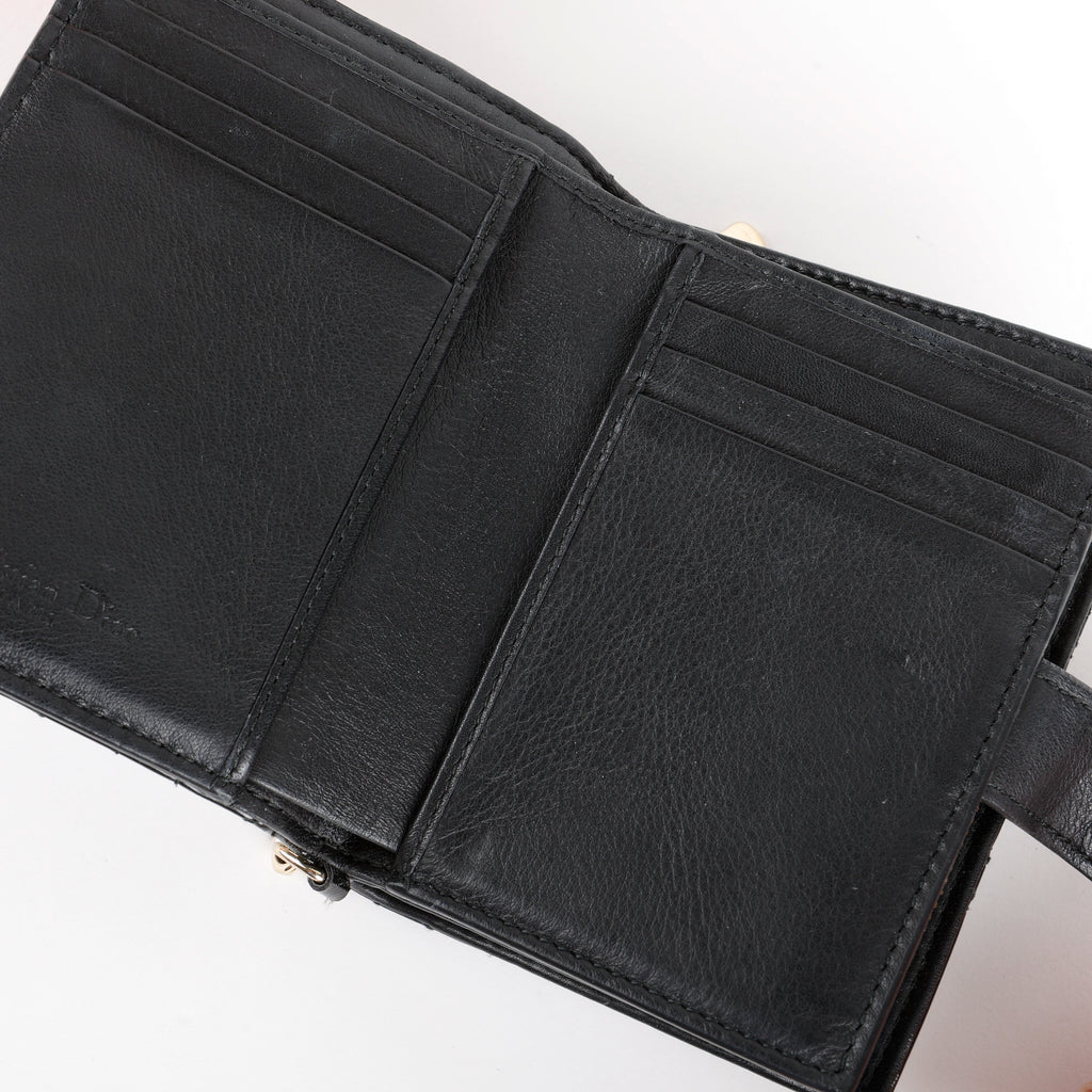 Lady Dior Eden Wallet, Black Patent