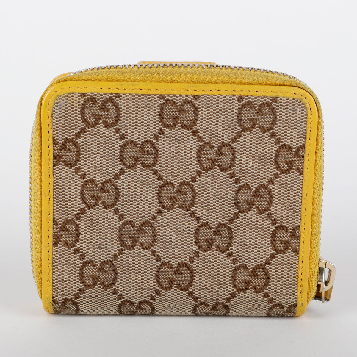 GG French Zip Compact Wallet, Yellow Canvas