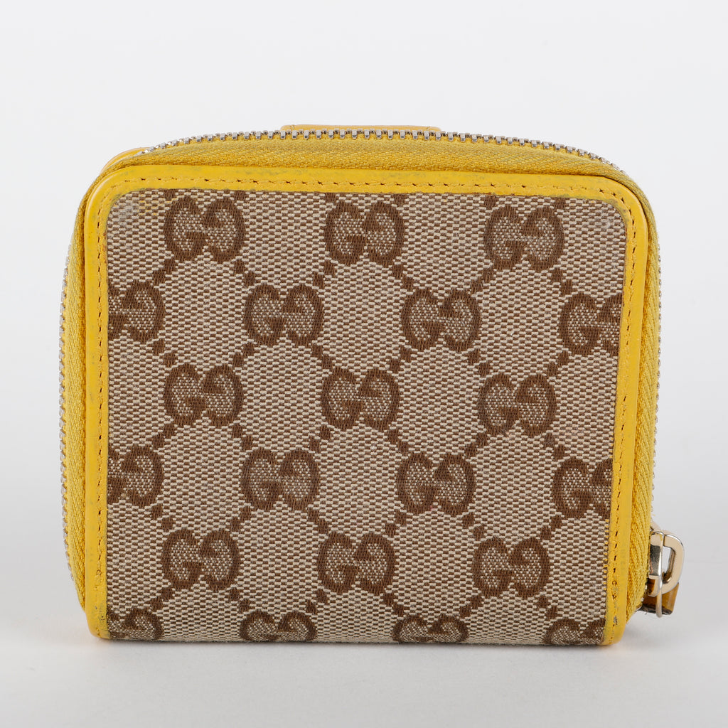 GG French Zip Compact Wallet, Yellow Canvas